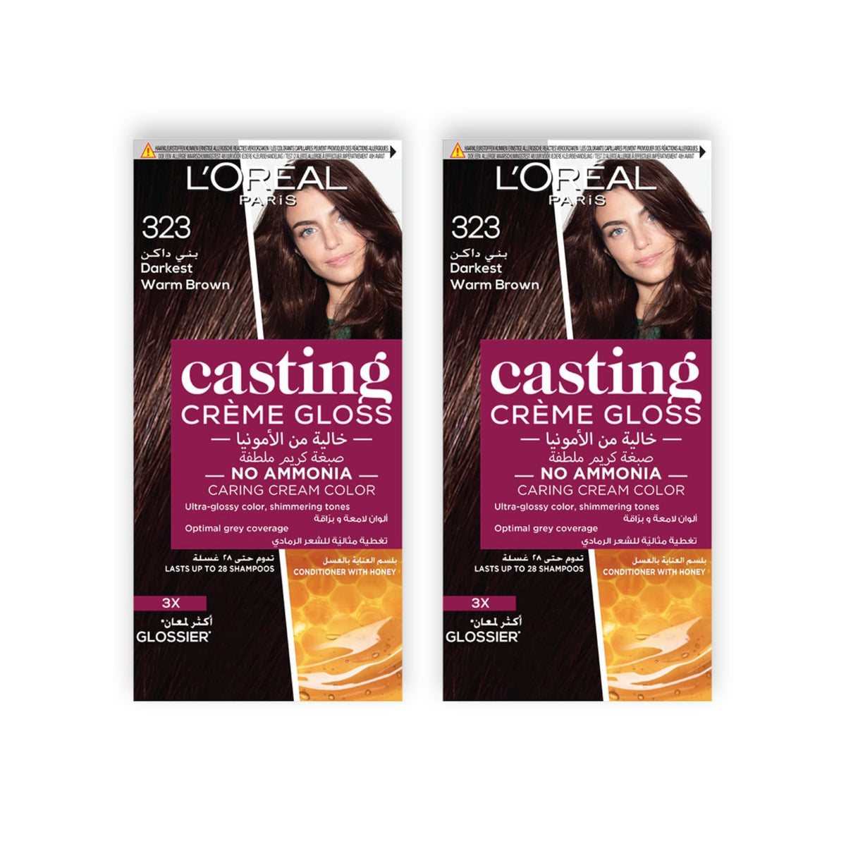 L’Oréal Paris Casting Crème Gloss No Ammonia Hair Color for shiny hair 323 Darkest Warm Brown