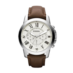 Fossil Leather Mens Quartz Watch Brown & Beige