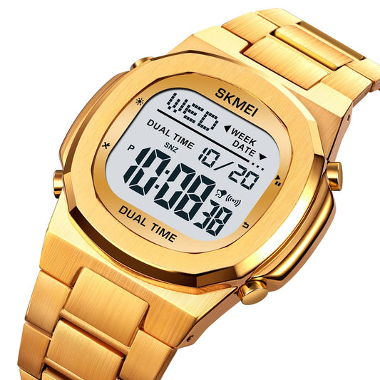 SKMEI Men watch single display electronic watch waterproof fashion business trend watches men's watches, 2004 - GOLD WHITE