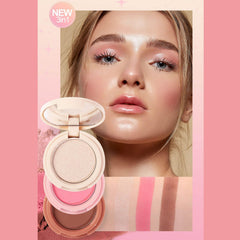 NALACAL 3-in-1 Powder Blush Highlighter Contour Makeup Set,Silky Smooth Face Blush Cheek Tint,Moisturizing Face Luminizer Bronzer for Women,Trio Eyeshadow Powder Makeup,Fair