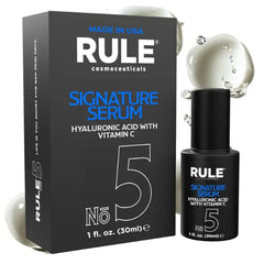 RULE COSMECEUTICALS RULE No.5 Vitamin C Face Serum for Men with Hyaluronic Acid, Caviar & Niacinamide, Signature Anti-Aging Antioxidant Serum for Face Fine Lines, Wrinkles, Dark Spots, Brightening Skin, 30 mL