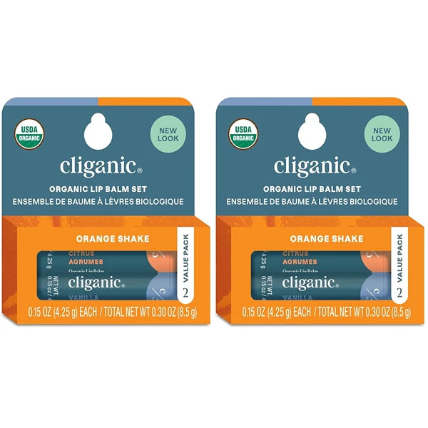 Cliganic Organic Lip Balm 4 pack - Orange Shake