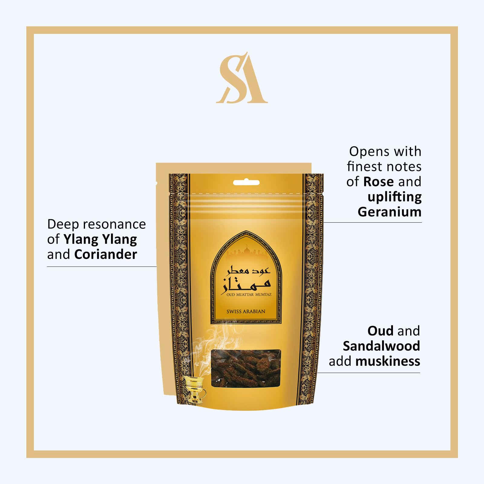 Swiss Arabian Muattar Mumtaz (500g) Oud Bakhoor Incense Chips | Home/Personal Use with Electric or Charcoal Burner (Mabkhara)| Traditional & Long Lasting Middle East Quality Blend | Oudh Perfume