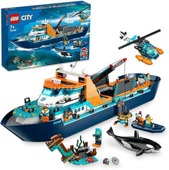 LEGO 60368 City Arctic Explorer Ship, Large Toy Boat that Floats with a Helicopter, Dinghy, Sub, Viking Shipwreck, 7 Minifigures and an Orca Figure, Gift for 7+ Year Old Kids, Boys, Girls