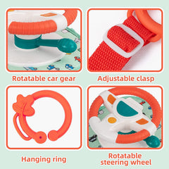 AM ANNA Baby Car Seat Toys for Infants with Mirror, Carseat Toys Steering Wheel with Music Lights and Driving Sounds, Travel Car Seat Toy for Infants Babies 6 to 12 Months
