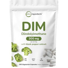 DIM Active Supplement, DIM 300mg, 240 Veggie Capsules (8-Month Supply), 2 in 1 Formula, Estrogen Metabolism, Premium DIM-Plus Broccoli Extract Supplement With Black Pepper for Better Absorption