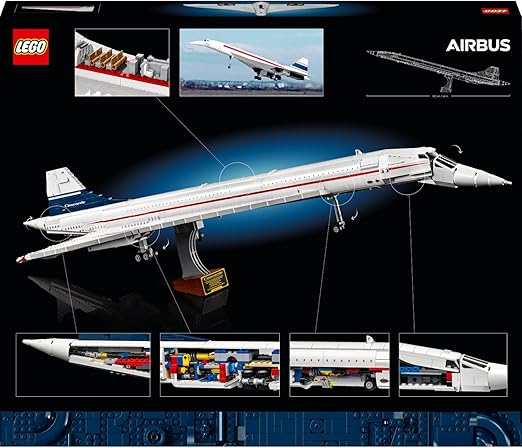 LEGO Icons Concorde Model Plane Kit for Adults to Build, Iconic Airplane Replica Set with Authentic Details and 3 Display Modes, Ideal Gift for Men, Women, Him, Her 10318