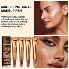 Contour Beauty Wand,Highlighter and Bronzer Stick with Cushion Applicator Attached Easy to Blend,Long Lasting & Smooth Natural Matte Finish (Cherry red)