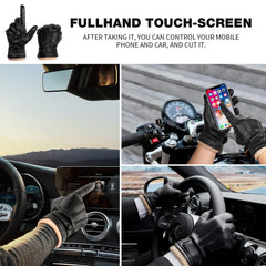 yafeite Winter Leather Gloves for Men, Genuine Sheepskin Black Leather Warm Cashmere Gloves
