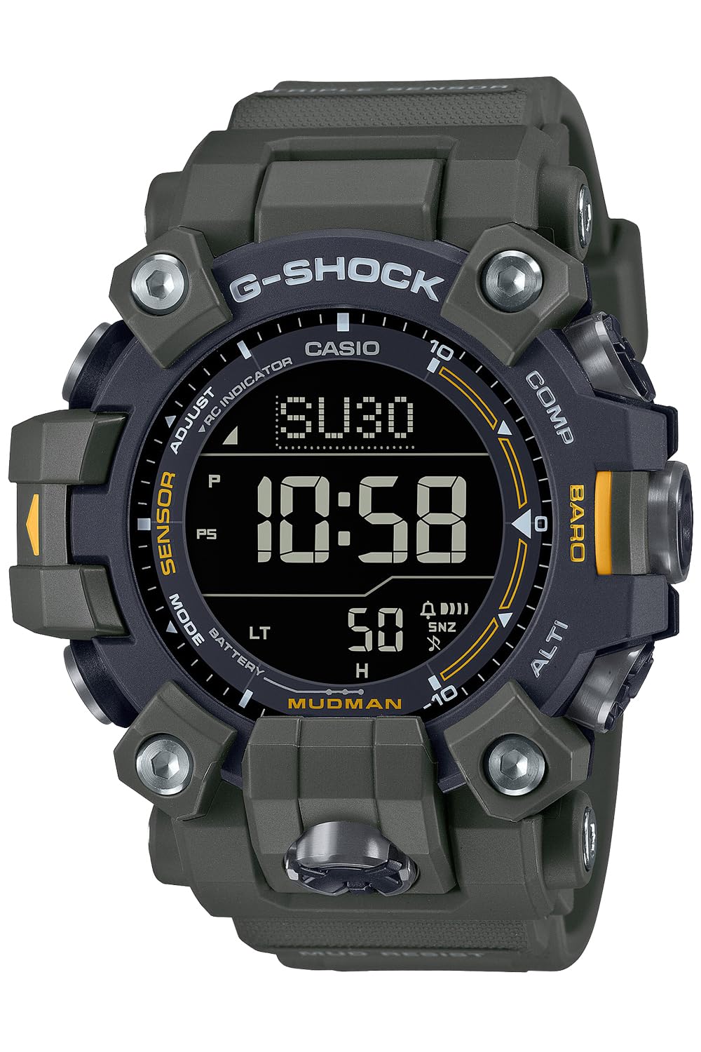 Casio Wristwatch, MUDMAN Radio Solar, Biomass Plastic - Khaki