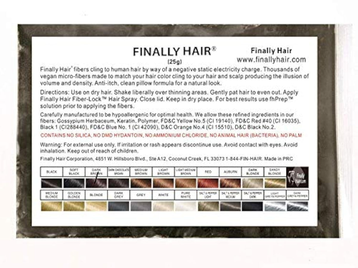 Finally Hair Fibers for Thinning Hair - 100% Natural, Undetectable Formula - Completely Conceals Hair Loss in 15 Seconds - 25g Refill Bag (Dark Brown)
