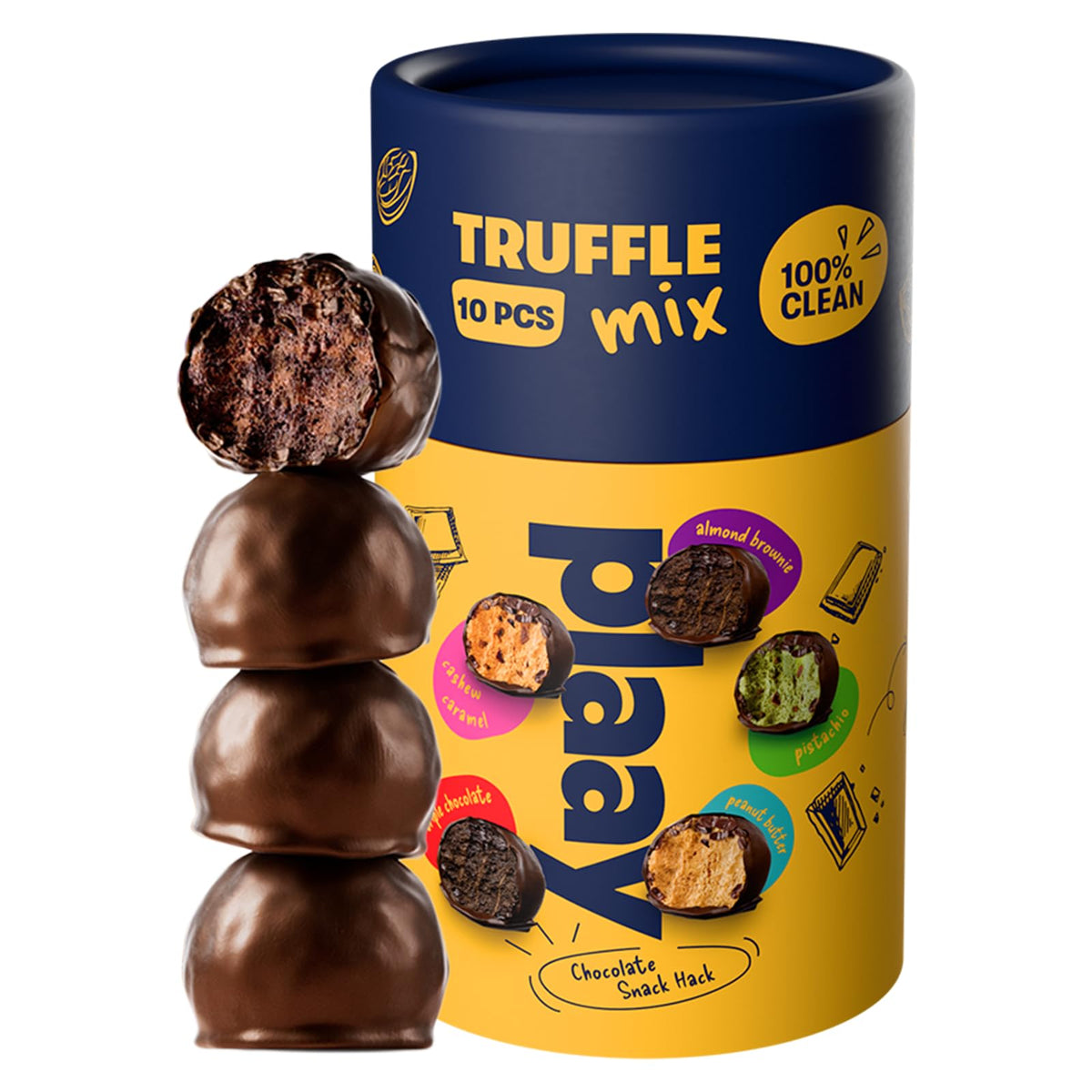 Plaay Chocolate Truffle Mix 150g – Assorted Flavors: Dark Chocolate, Almond, Pistachio, Cashew Caramel & Peanut Butter – Gluten-Free, No Refined Sugar, Clean Ingredients, Guilt-Free Indulgence