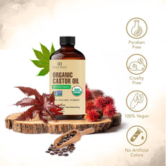 Botanic Hearth Castor Oil | 60 ml | USDA Certified Organic |100% Pure & Hexane Free | Cold Pressed | Growth for Eyelashes, Eyebrows, Hair | With Eyebrow & Eyelash Brush