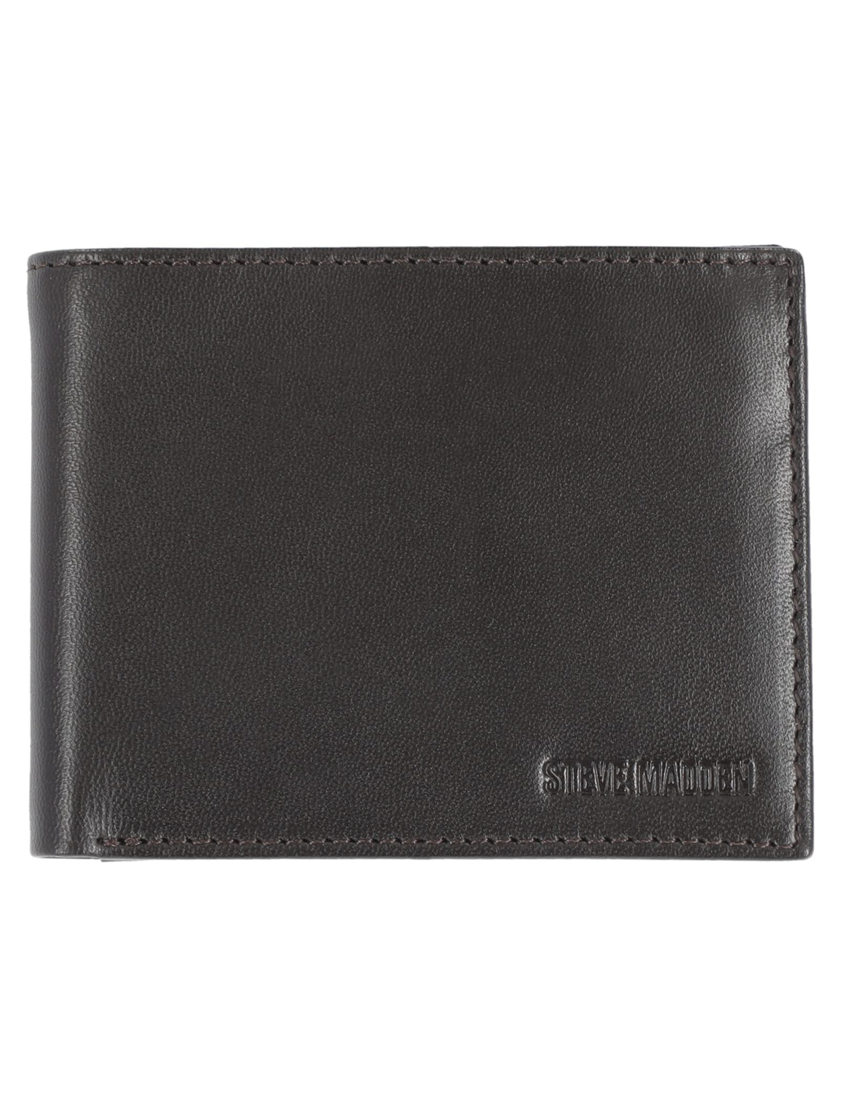 Steve madden Leather Rfid Blocking Wallet With Extra Capacity Id Window - Brown