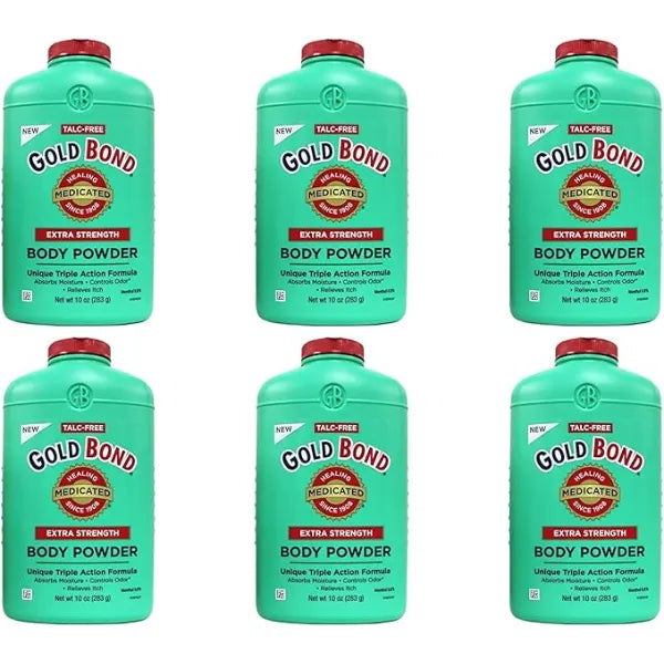 Gold Bond Body Powder Medicated Extra Strength , Talc Free 10 oz, Pack of 6