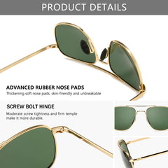 SUNGAIT Men's Military Style Polarized Pilot Aviator Sunglasses Bayonet Temples
