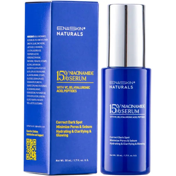 Enaskin Naturals Niacinamide Serum 15% for Face – Dark Spot Corrector, Pore Minimizer, Oil & Blemish Control, Brightening & Hydrating with Vitamin C, B5, Peptides & Hyaluronic Acid – 1.7 Fl Oz