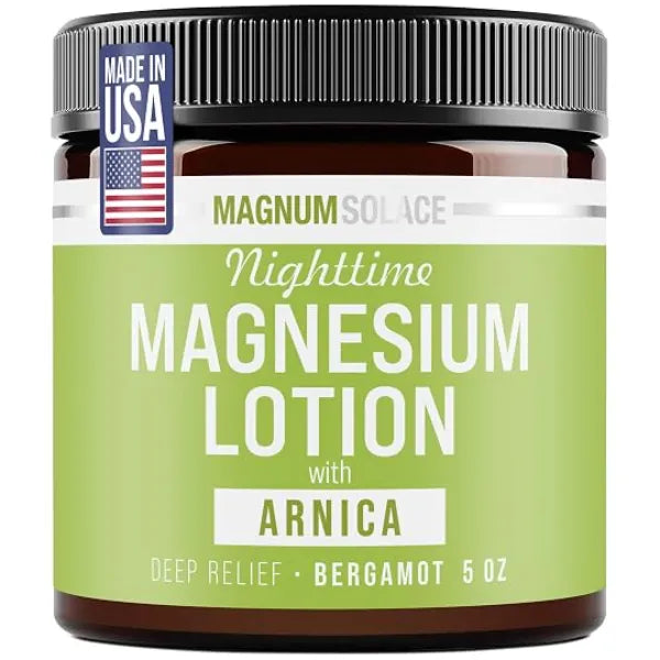 Magnum Solace Nighttime Magnesium Lotion with Arnica Soothing Relief & Relaxation, Highly Concentrated Magnesium for Muscles & Joints Apply to Legs or Feet Before Bed Skin Friendly