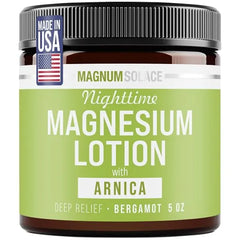 Magnum Solace Nighttime Magnesium Lotion with Arnica Soothing Relief & Relaxation, Highly Concentrated Magnesium for Muscles & Joints Apply to Legs or Feet Before Bed Skin Friendly