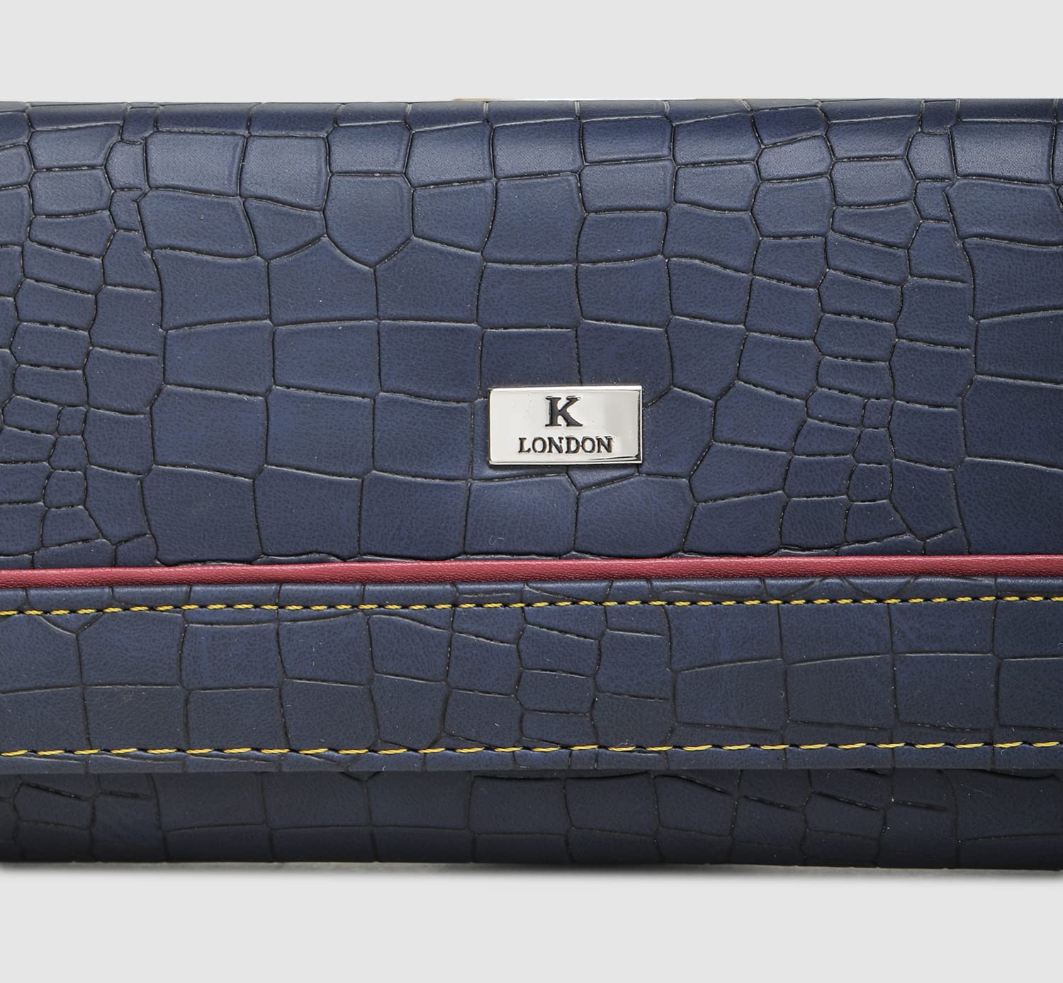 K London Stylish Card & Zipped Pocket Blue Color Clutch Women Wallet - 1515_Croco_Blue