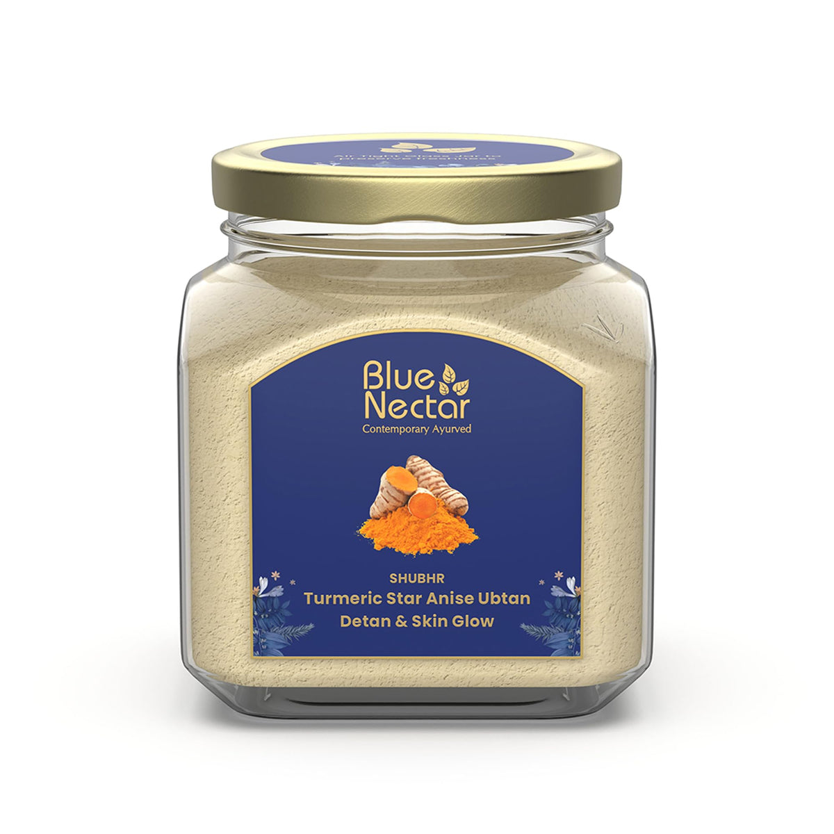Blue Nectar Turmeric 3 in 1 Natural Skin Lightening Cleanser, Face & Body Scrub for Skin Lightening and Tan Removal, 100% Natural (100g, 9 Herbs)
