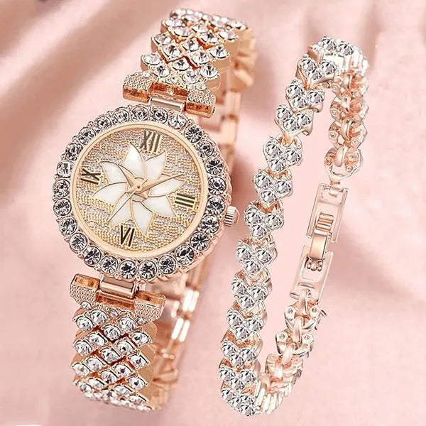 KASTWAVE Luxury Women Wrist Watches, Fashion Casual Quartz Watch Ladies Watch, Watch Luxury Crystal Rhinestone Diamond Wrist Watch Stainless Steel Fashion Bling Iced-Out Watch