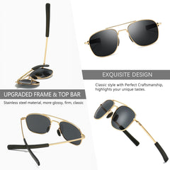 SUNGAIT Men's Military Style Polarized Pilot Aviator Sunglasses Bayonet Temples