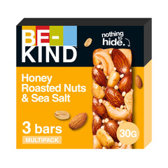 BE-KIND Honey Roasted Nut & Sea Salt Snack Bar, Gluten Free Snacks, High Fibre, Source of Protein, No Artificial Preservatives, No Artificial Colors, No Artificial Flavours - 30g, Pack of 3