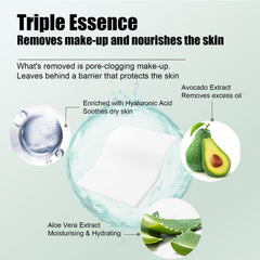 50Pcs Makeup Remover Wipes, Disposable Portable Makeup Remover Cleansing Wipes Alcohol-Free, Travel Size Pre, Removes Dirt and Makeup