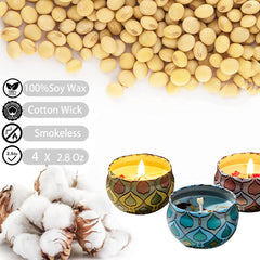 AYVICCO 4 Pack Scented Candles Gift Set 80g x 4 100% Pure Natural Soy Wax Portable Travel Aromatherapy Tin Jar Candle for Birthday Christmas Valentine's Mother's Thanksgiving Day Women & Mom Gifts