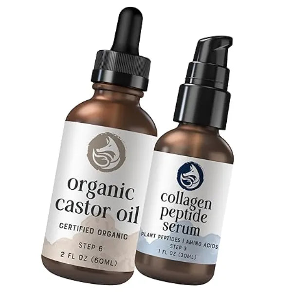 Foxbrim Naturals Hydration & Renewal Bundle Castor Oil & Peptide Collagen Serum