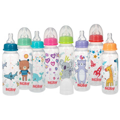 Nuby Printed Non-Drip Bottle, 8 Ounce, Colors May Vary