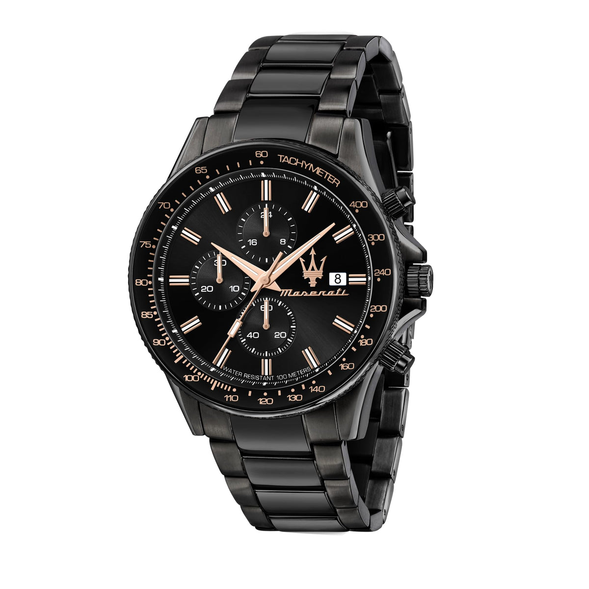 Maserati SFIDA Men's Watch, Chronograph, Quartz - R8873640011, Black/White, 44mm, Bracelet, Black/White, 44mm, Bracelet