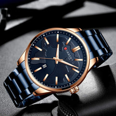 Curren 8366 Watch Men Waterproof Calendar Quartz Wrist Watch Business Alloy Case Stainless Steel Band Watch