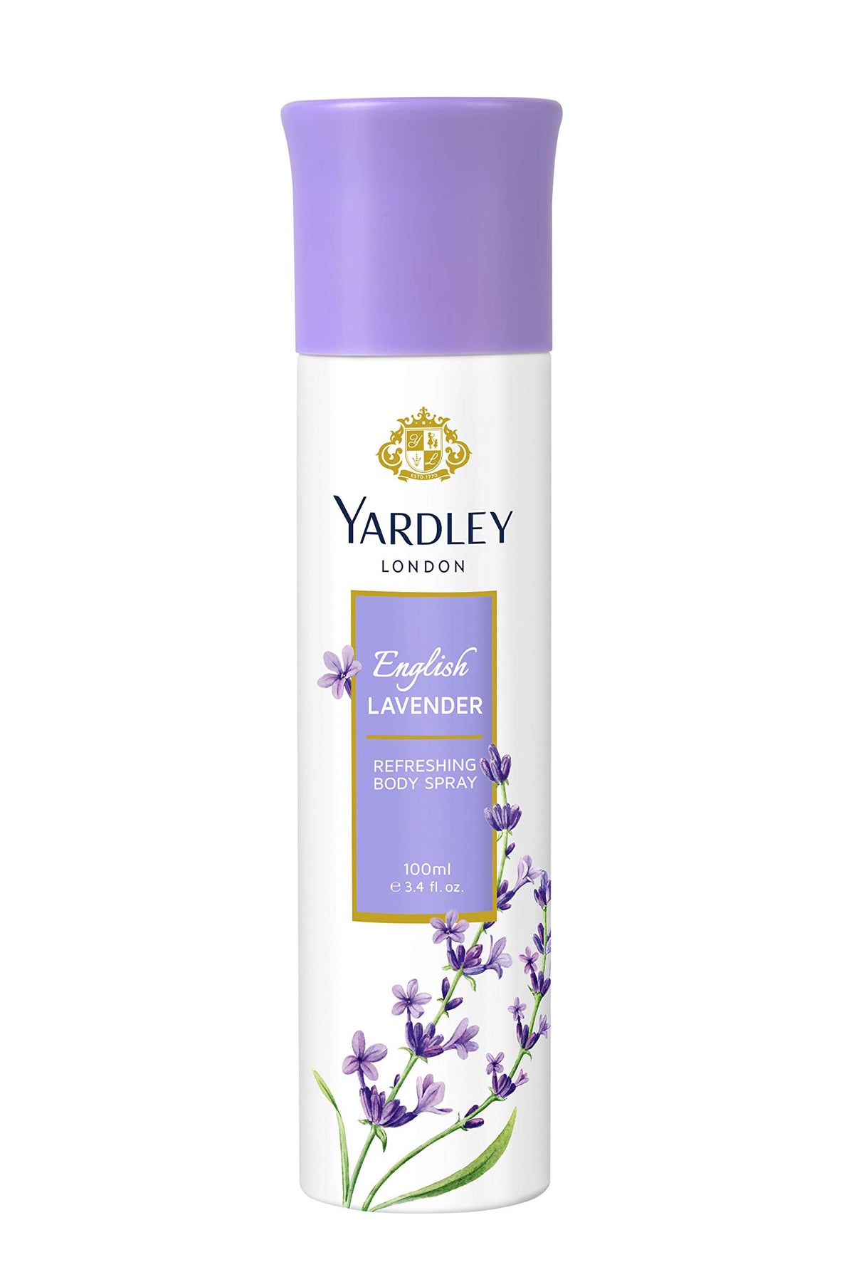 YARDLEY LONDON Yardley English Lavender Body Spray For Women, Floral Aromatic Freshness, Relaxing And Calming Scent, 100 ml