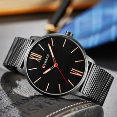 CURREN Mens Watches, Fashion Simple Minimalist Waterproof Quartz Analog Watch Designer Luxury Business Classic Wrist Watch Gold Band, Black, Black, Analog Watch