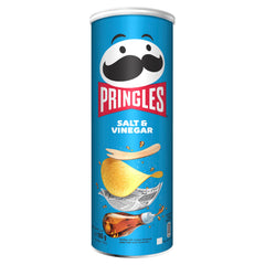 Pringles Salt & Vinegar Flavour Potato Chips - Crispy Snack - Crunchy Snack Food for Movies, Games & More - On-the-Go Can - 165gm