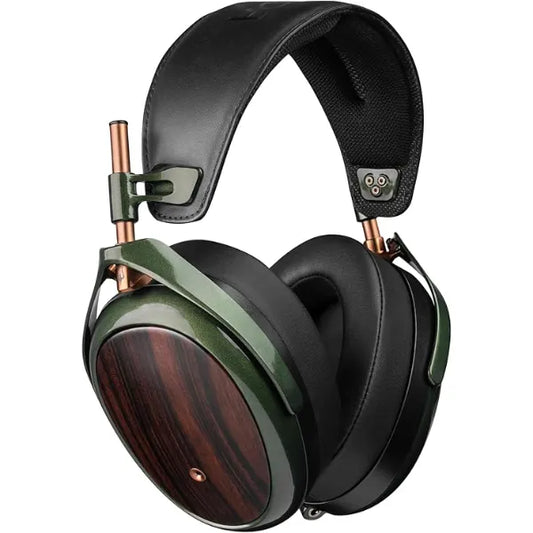 MEZE AUDIO Strada Wired Over Ear Closed Back Dynamic Headphones for Audiophiles Macassar Ebony Wood Earcups Detachable Magnetic Earpads 2 Twisted OFC Cables Included
