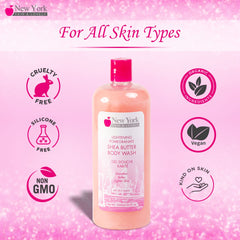 New York Fair & Lovely Brightening Body Wash - Moisturizing Body Wash - Exfoliating Shower Gel - Hydrating Body Wash for Women - Shea Butter Body Wash