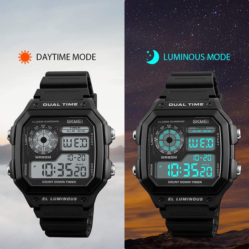 SKMEI Men's Digital Sports Waterproof Wrist Watch with Dual Time Chronograph Countdown Alarm BacklightWaterproof Wristwatch - 1299