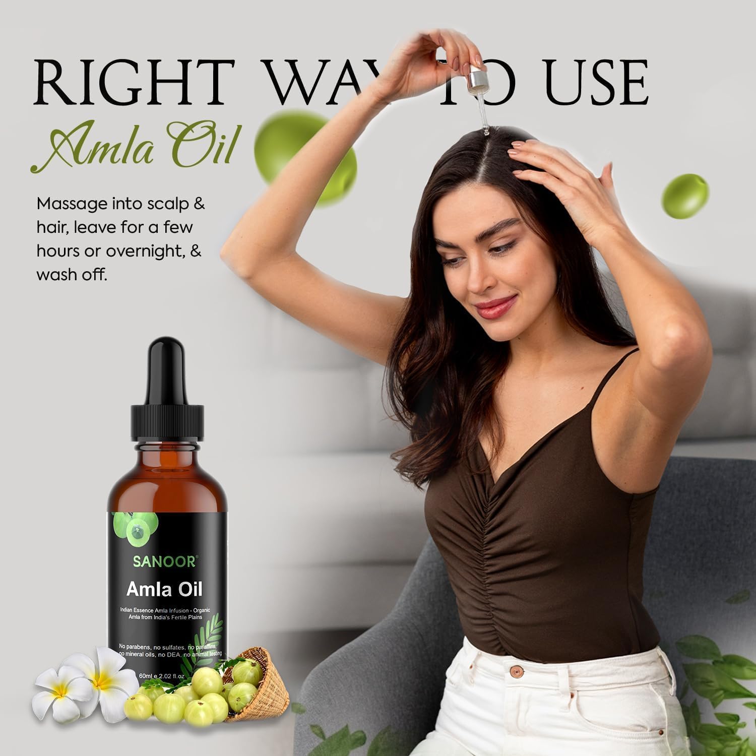 SANOOR Indian Essence Amla Oil | 100% Pure (2.02oz)| Infused with Nutrients Pure Hair Butter | Cold-pressed | FDA APPROVED | 60ml