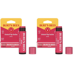Burt's Bees Lip Tint Balm, Long Lasting 2 in 1 Duo Tinted Balm Formula, Color Infused with Hydrating Shea Butter for a Natural Looking Buildable Finish, Rose, 1 Tube (Pack of 2)