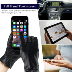 Azonee Leather Gloves for Women Women PU Leather Touchscreen Gloves Touch Screen Texting Winter Warm Cycling Driving Bowknot Gloves, One Size