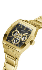 Guess US Men's Black and Gold-Tone Square Multifunction Watch, One