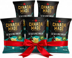 Canada Made Sea Salt & Malt Vinegar Avocado Oil Chips, 40g (Pack of 5) | Halal, Vegan, Nut-Free, No Added Sugar, Imported from Canada, Non-GMO, Healthier Alternative, Super Crunchy