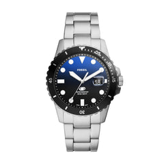 Fossil Men's Blue Quartz Stainless Steel Three-Hand Watch, Color: Silver/Blue/Black Taper (Model: FS6038)