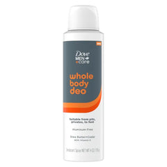 Dove Men+Care Whole Body Deo Aluminum-Free Deodorant Spray Shea Butter + Cedar Suitable from Pits, Privates, to Feet with Vitamin E - 4 oz