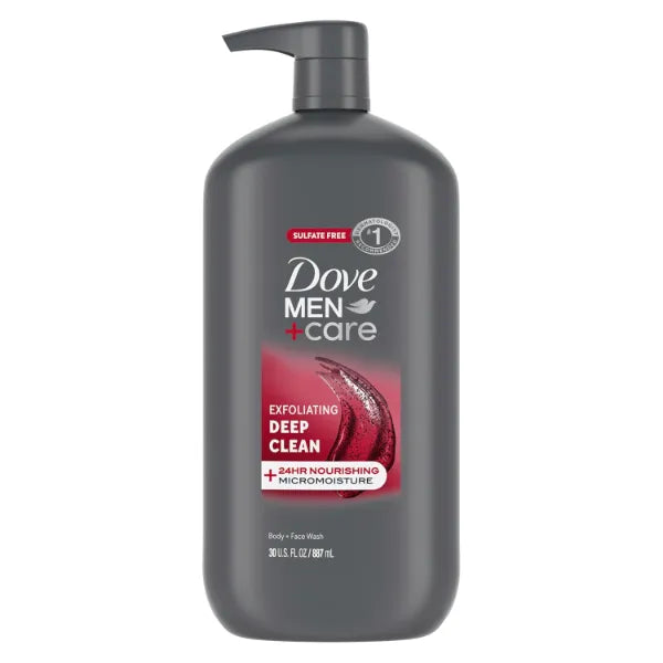 DOVE MEN + CARE Body and Face Wash Exfoliating Deep Clean for Men, with 24-Hour Nourishing Micromoisture Technology Body Wash - 30 oz