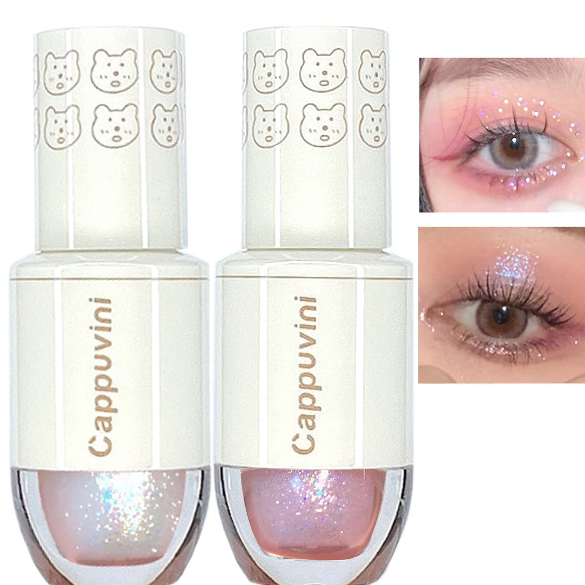 VUCATIN 2PCS Liquid Glitter Eyeshadow, Bling Eye Shadow Sparkle Shimmer Eyeliner Sticks, Waterproof Quick Dry Long Lasting Shining Eyeshadow for Daily Crystals Eye Lip Face Skin Makeup (01/04-2PCS)