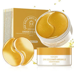 YOYORY 24K Gold Infused Hydrogel Eye Patches - 30 Pairs for Dark Circles, Wrinkles, Eye Bags & Puffy Eyes | Retinol & Collagen Complex, Hydrating Firming Treatment Alternative (Gold)